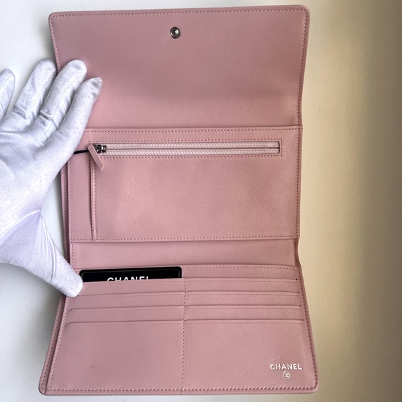 🔥CHANEL Caviar Timeless CC Large Gusset Flap Wallet in Rose Pale - Picture 6 of 16